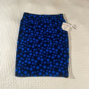 LuLaRoe Women’s Cassie Pencil Skirt/Size: XL /Color: Blue Polkadot Design (NWT)